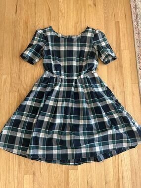 New Eshakti Plaid a-line midi length full skirt Dress M 6/8 READ